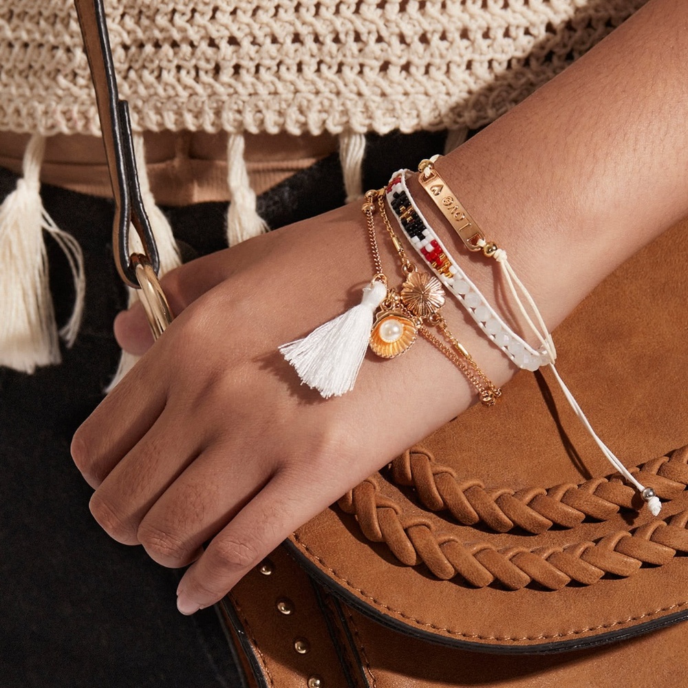 Boho Tassel Charm Bracelet Set